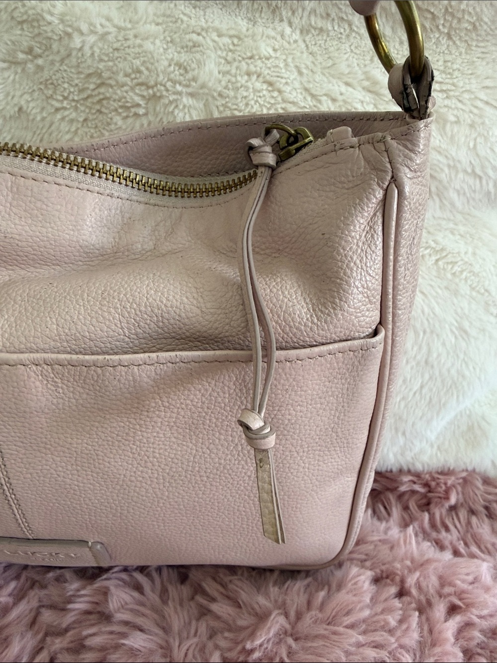 LUCKY BRAND PALE PINK HOBO PURSE - Picture 4 of 13